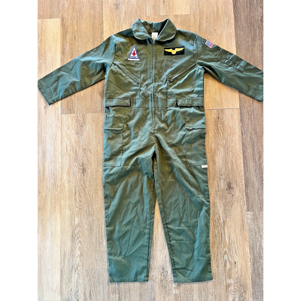 Boys Pilot Costume Jumpsuit 5-6 Military Flight Suit Little Patriot Coveralls